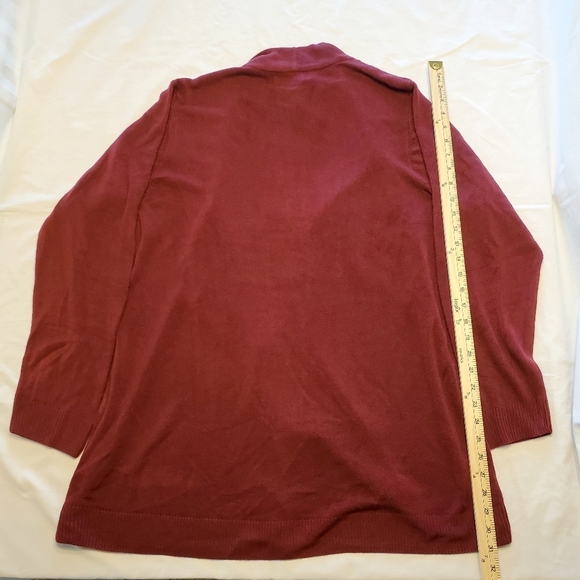 NWT Karen Scott Women's 2XL Cardigan Sweater Open Front Long Merlot MSRP $ 54.50 - Picture 2 of 6
